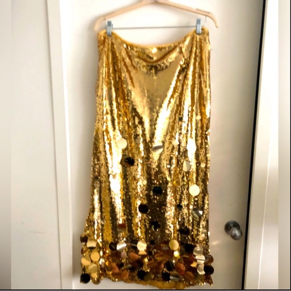 🎉Plus Size Elegant Gold Or Silver Long Sequin Formal Midi Skirt - Picture 13 of 14